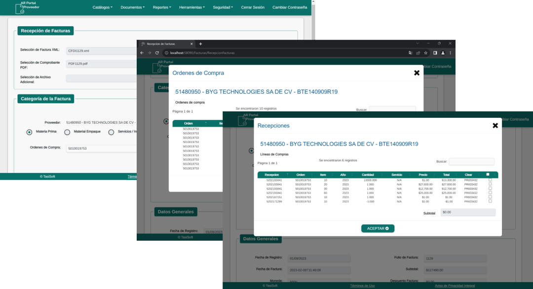 Recepción de Facturas